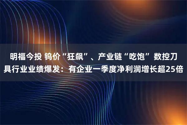 明福今投 钨价“狂飙”、产业链“吃饱” 数控刀具行业业绩爆发：有企业一季度净利润增长超25倍
